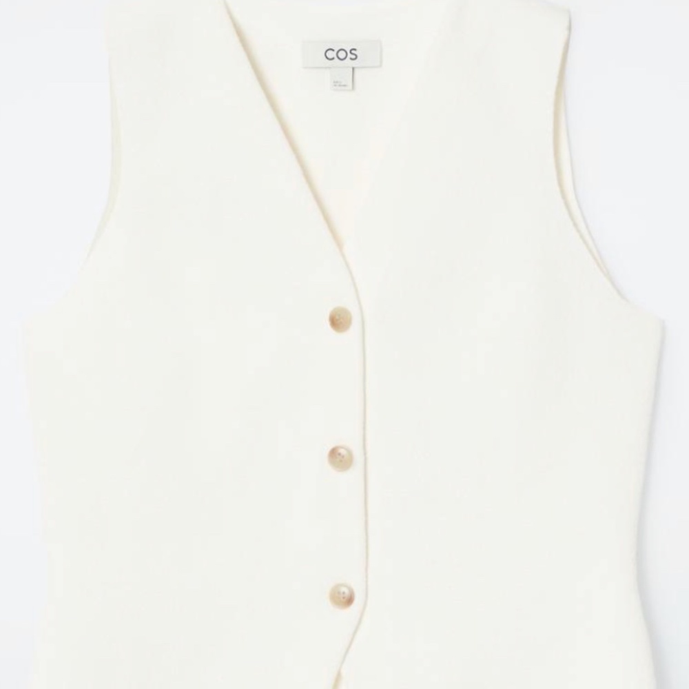 Cos white knitted v neck vest